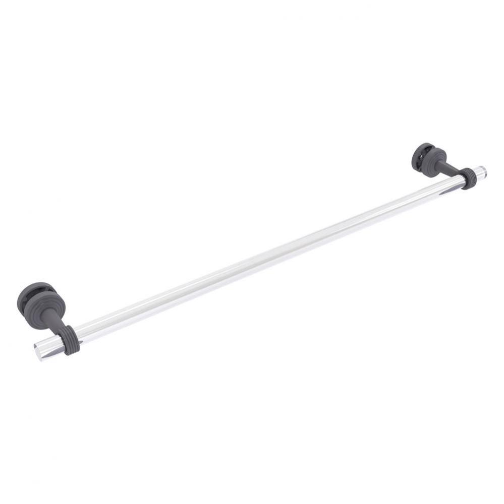 Pacific Beach Collection 30 Inch Shower Door Towel Bar with Grooved Accents - Matte Gray