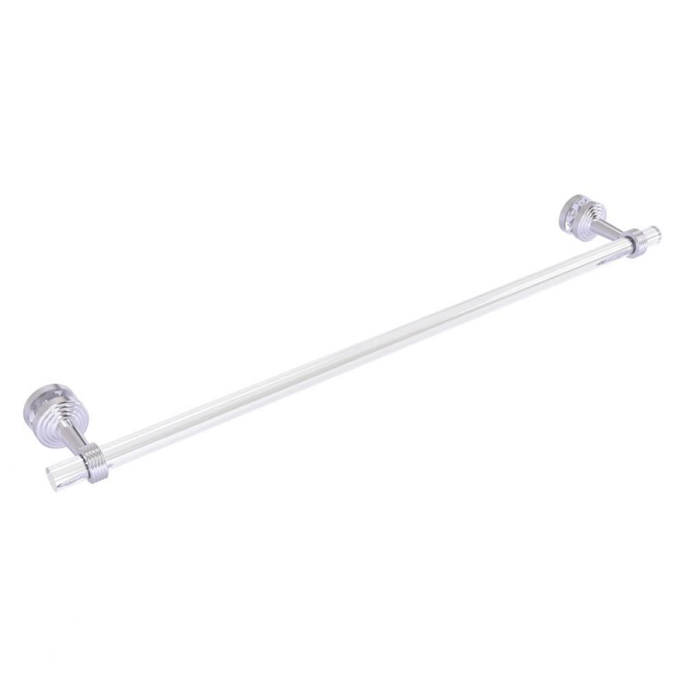 Pacific Beach Collection 30 Inch Shower Door Towel Bar with Grooved Accents - Satin Chrome