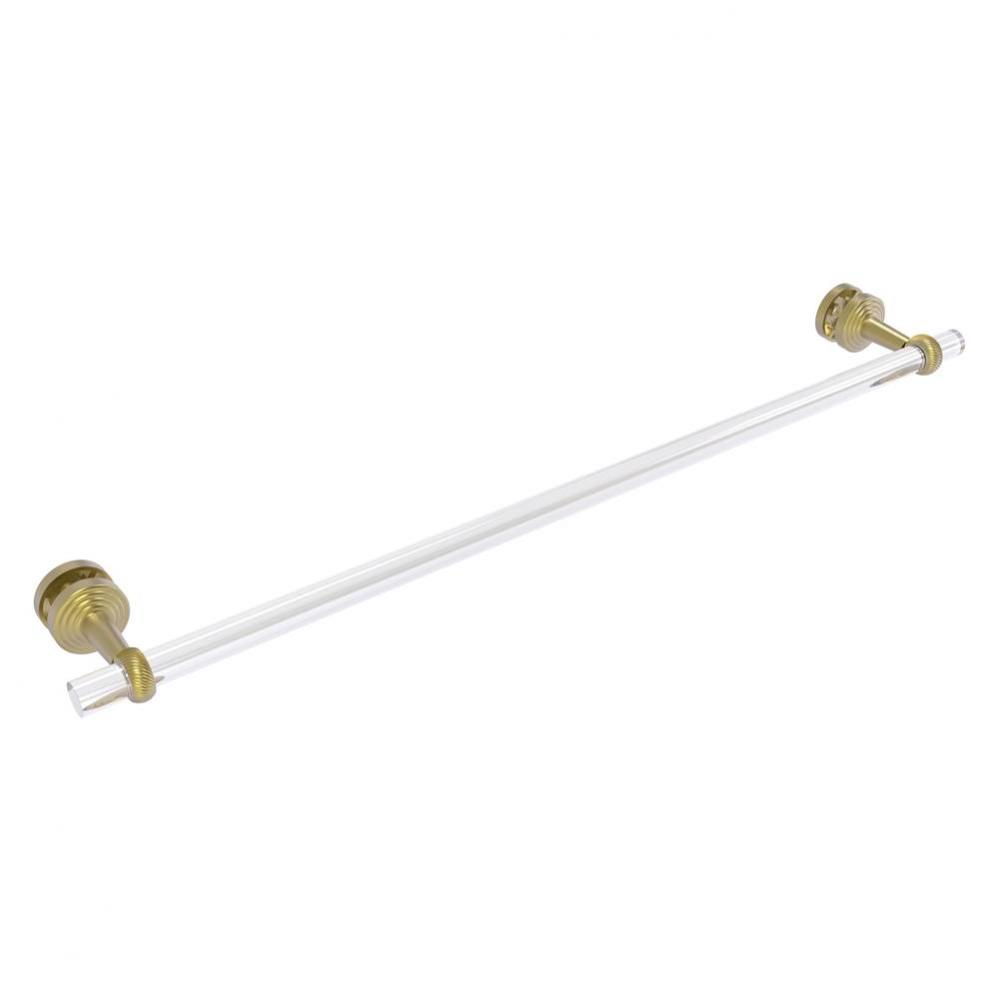 Pacific Beach Collection 30 Inch Shower Door Towel Bar with Twisted Accents - Satin Brass