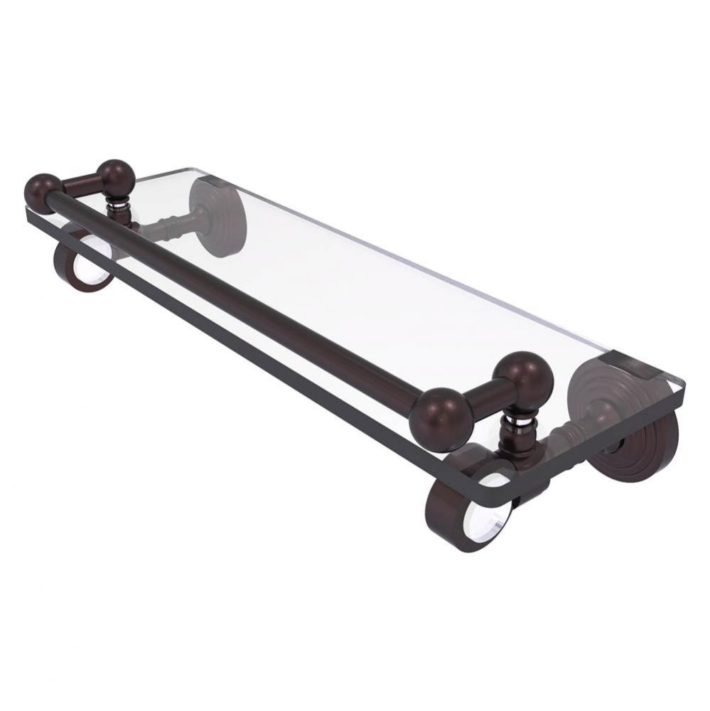 Pacific Grove Collection 16 Inch Glass Shelf with Gallery Rail - Antique Bronze