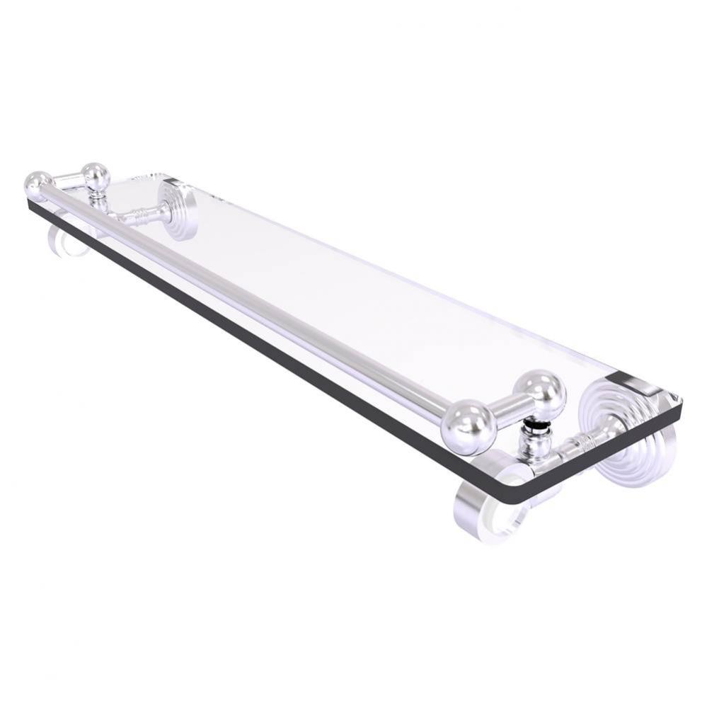 Pacific Grove Collection 22 Inch Glass Shelf with Gallery Rail - Satin Chrome