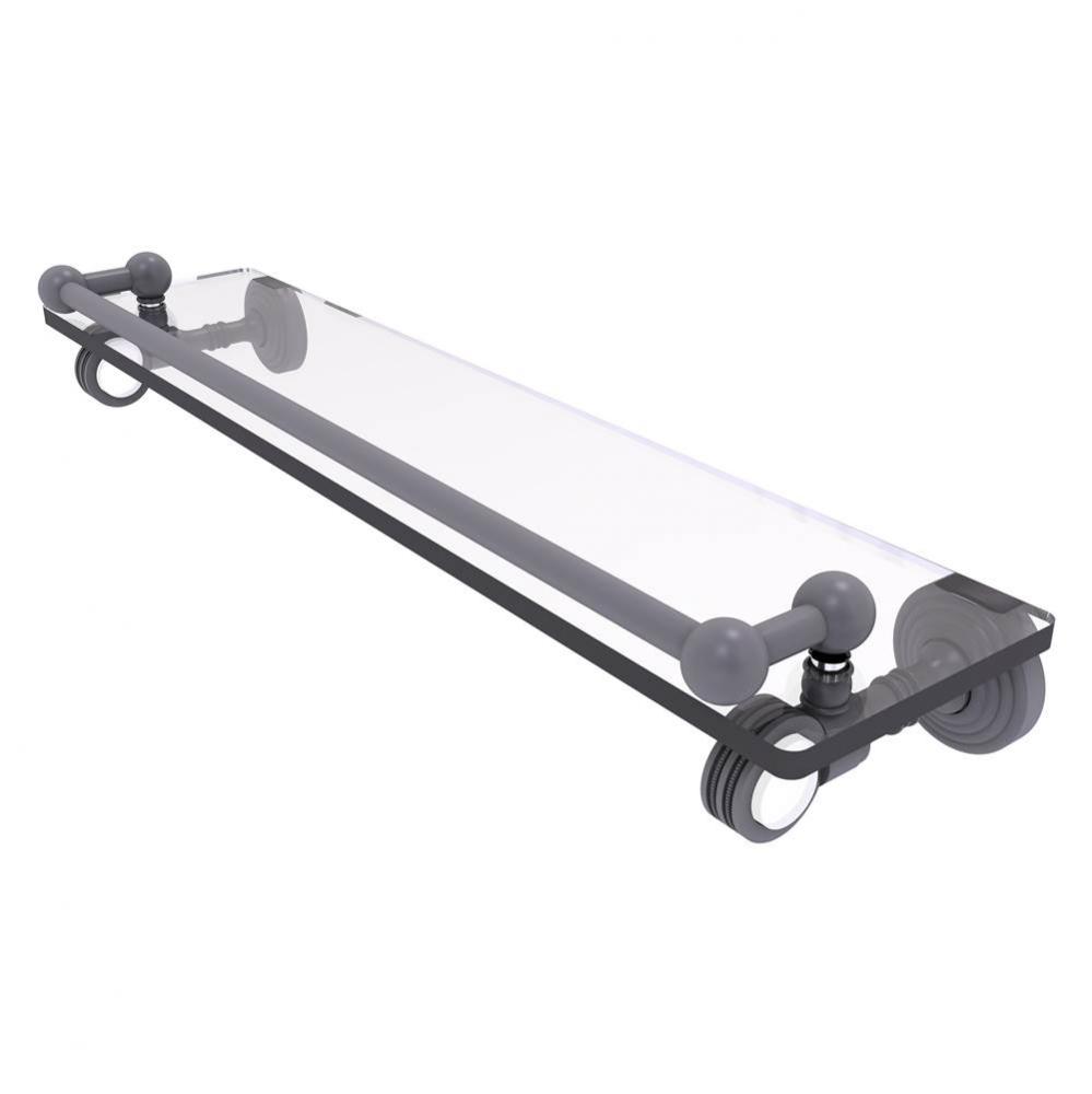 Pacific Grove Collection 22 Inch Gallery Glass Shelf with Dotted Accents - Matte Gray