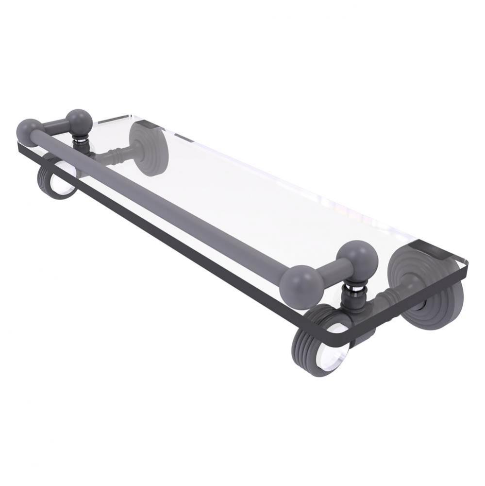 Pacific Grove Collection 16 Inch Gallery Glass Shelf with Grooved Accents - Matte Gray