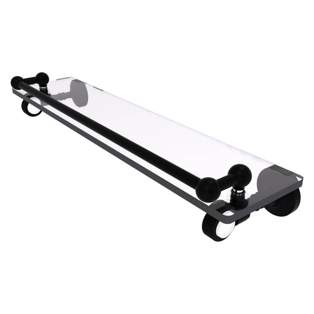 Pacific Grove Collection 22 Inch Gallery Glass Shelf with Grooved Accents - Matte Black