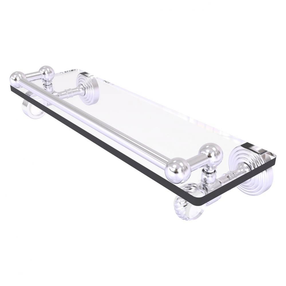 Pacific Grove Collection 16 Inch Gallery Glass Shelf with Twisted Accents - Satin Chrome