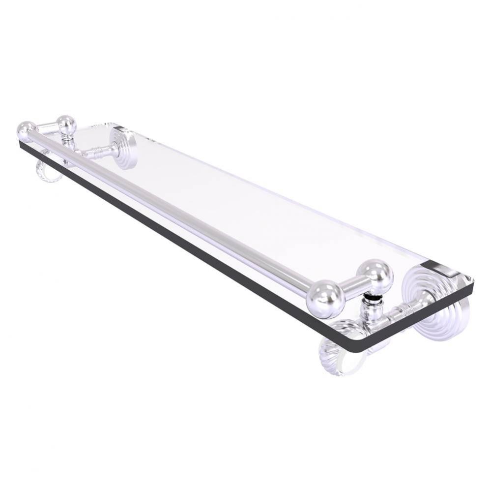 Pacific Grove Collection 22 Inch Gallery Glass Shelf with Twisted Accents - Satin Chrome