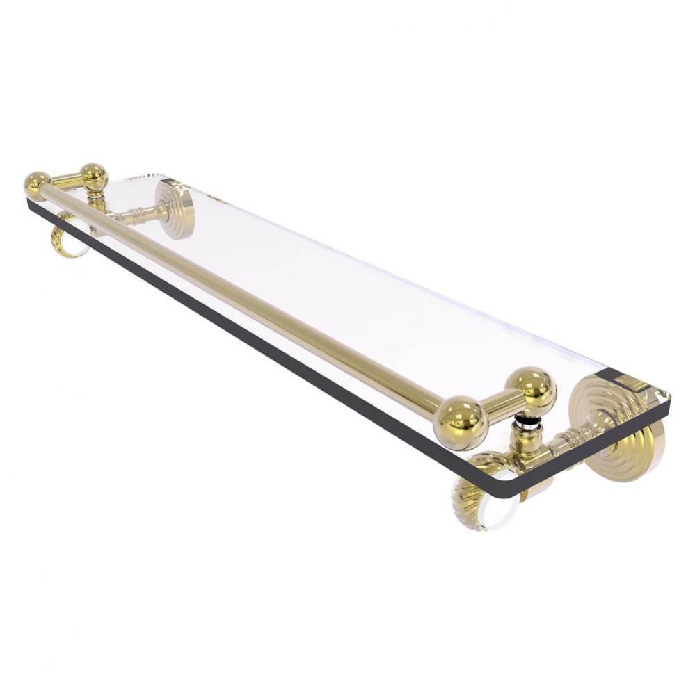 Pacific Grove Collection 22 Inch Gallery Glass Shelf with Twisted Accents - Unlacquered Brass