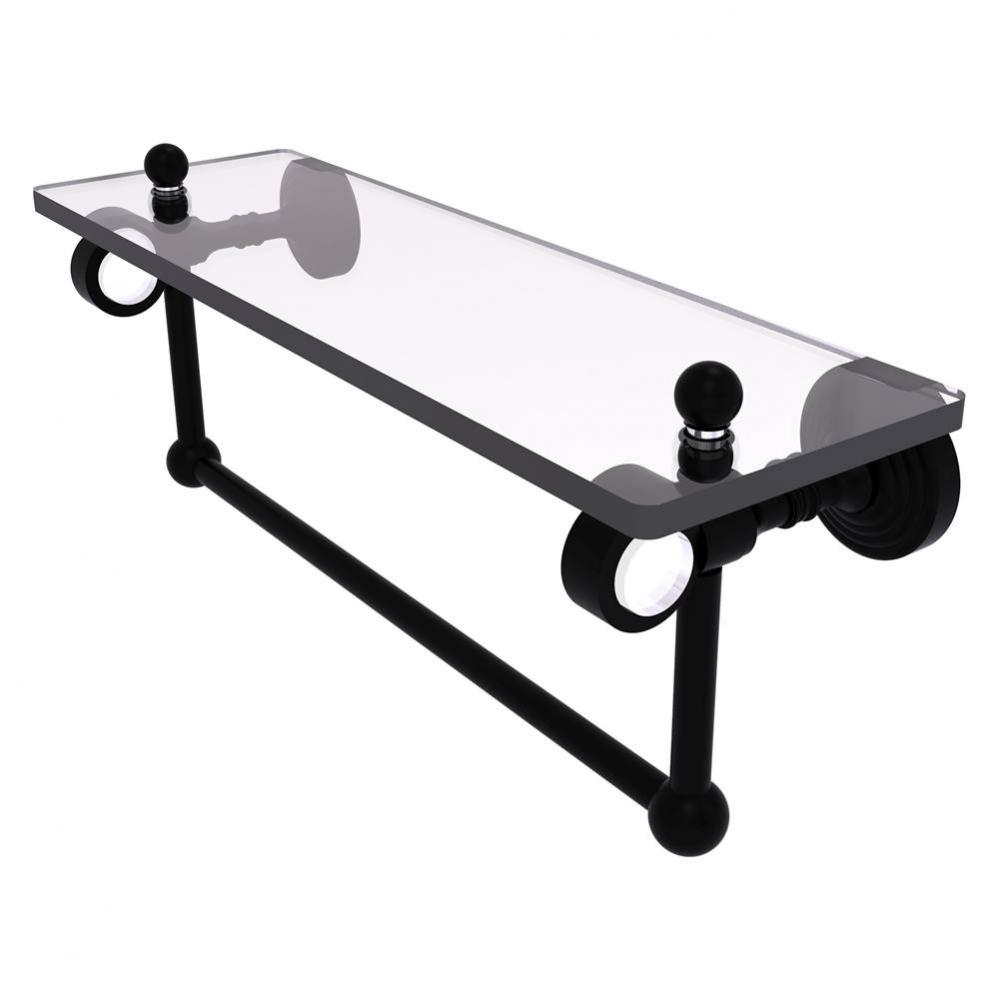 Pacific Grove Collection 16 Inch Glass Shelf with Towel Bar - Matte Black