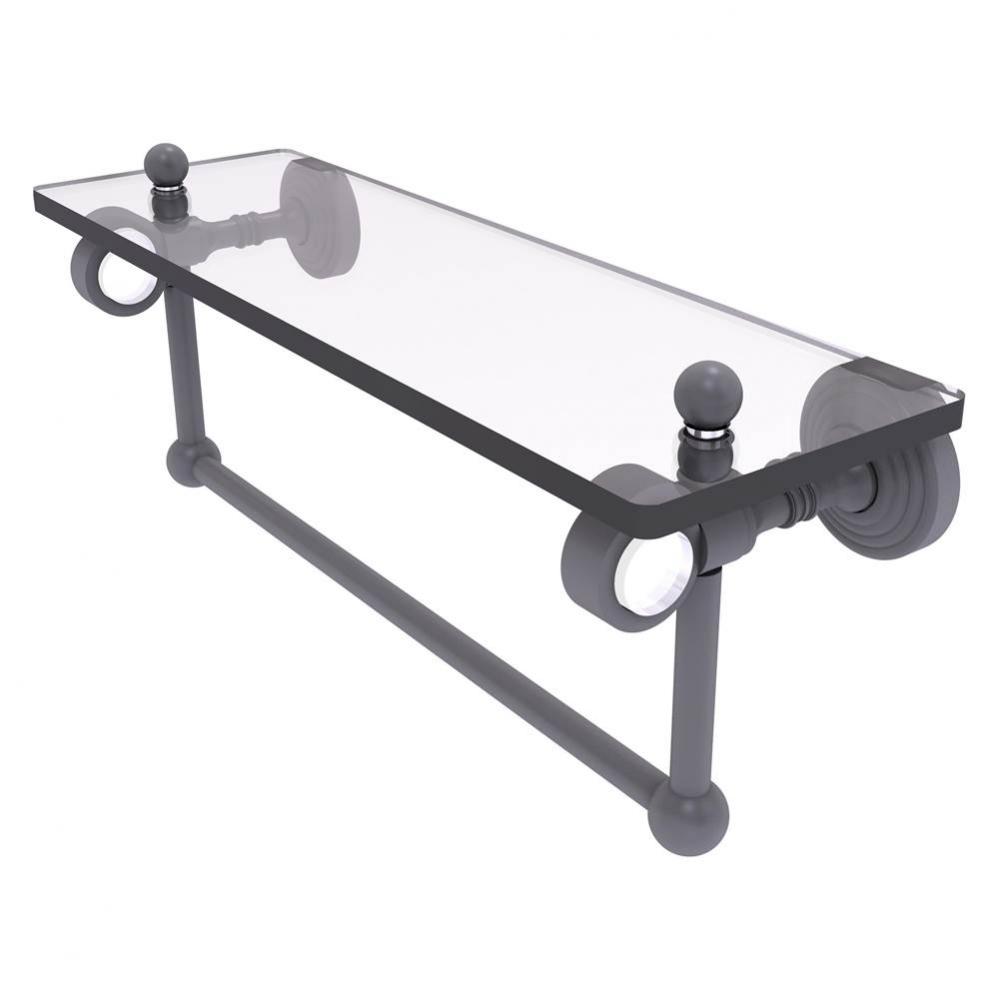 Pacific Grove Collection 16 Inch Glass Shelf with Towel Bar - Matte Gray