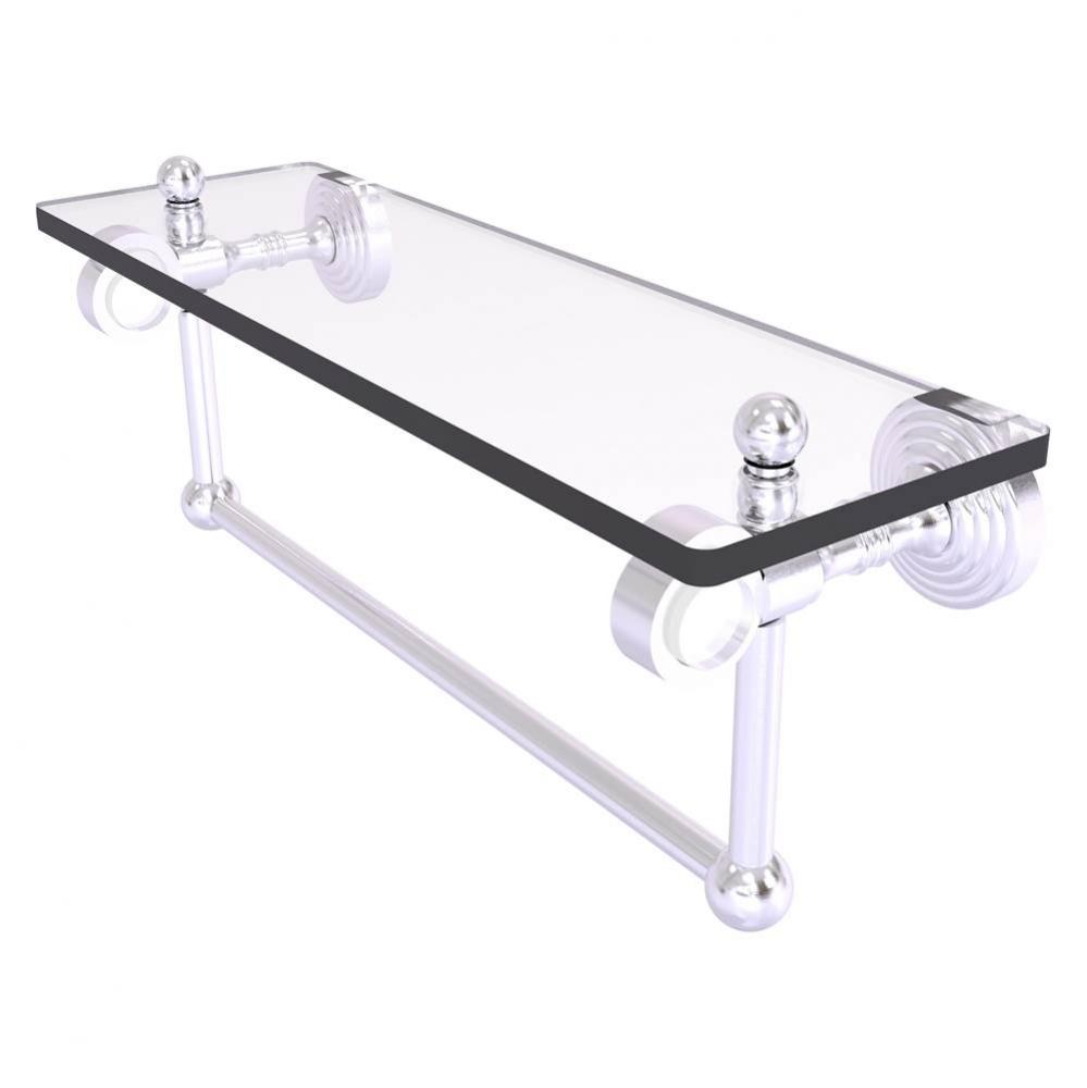 Pacific Grove Collection 16 Inch Glass Shelf with Towel Bar - Satin Chrome