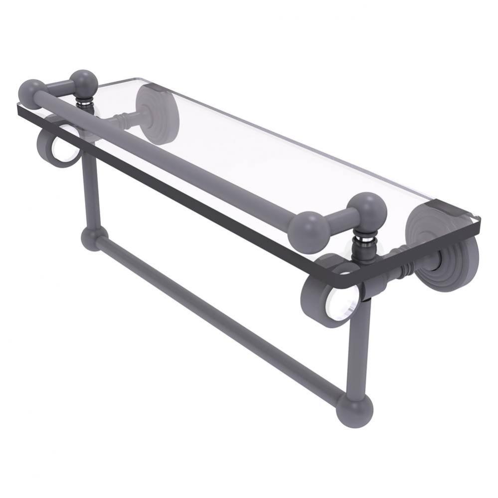 Pacific Grove Collection 16 Inch Glass Shelf with Gallery Rail and Towel Bar - Matte Gray