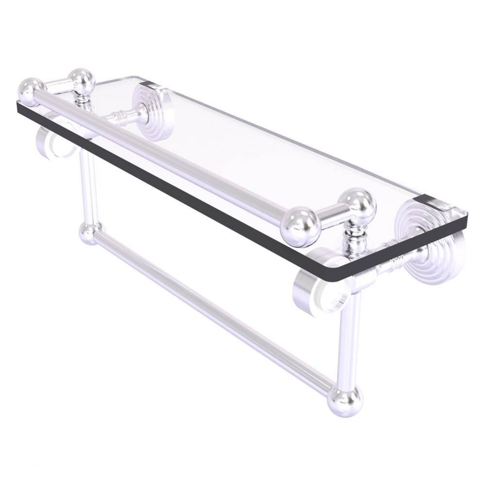 Pacific Grove Collection 16 Inch Glass Shelf with Gallery Rail and Towel Bar - Satin Chrome