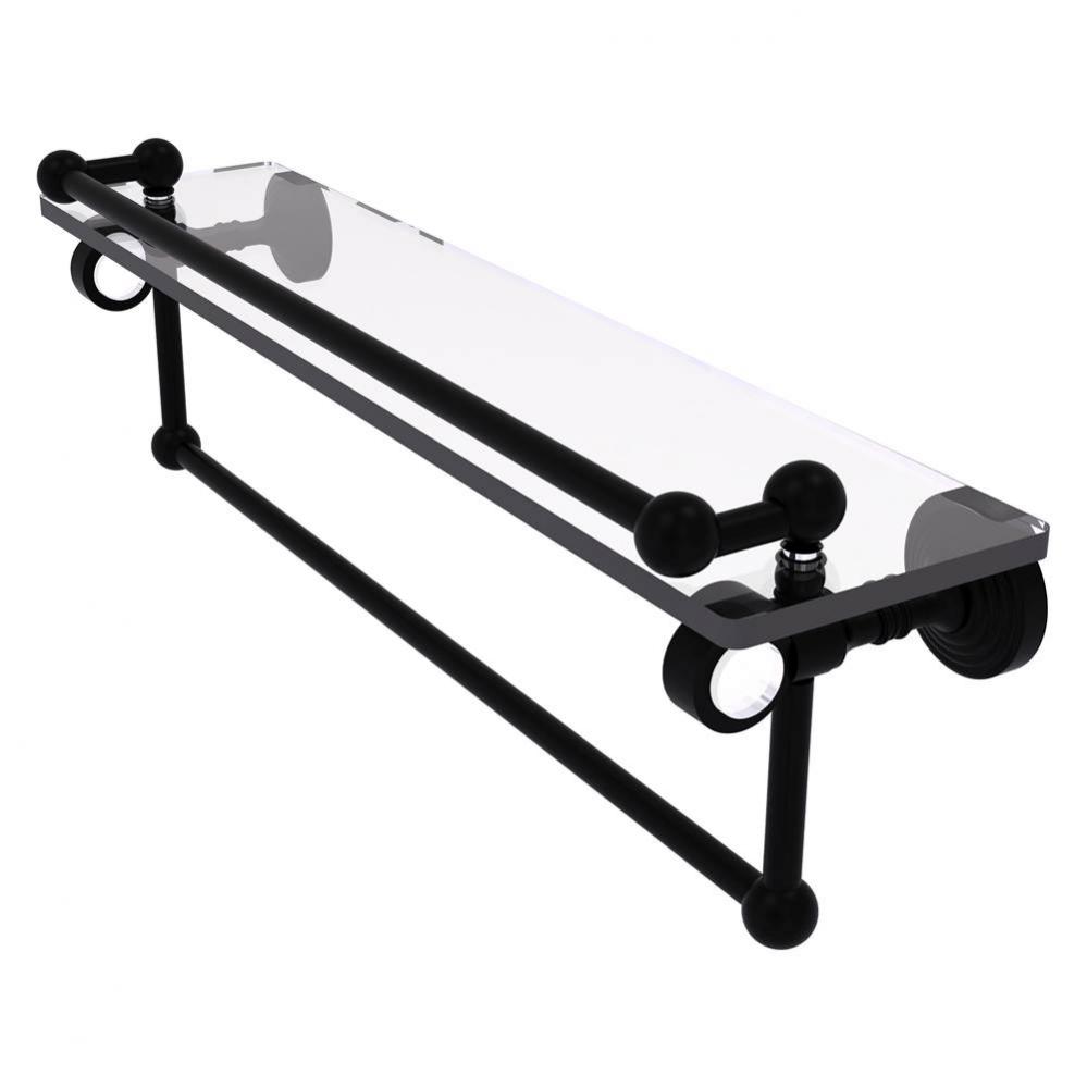 Pacific Grove Collection 22 Inch Glass Shelf with Gallery Rail and Towel Bar - Matte Black