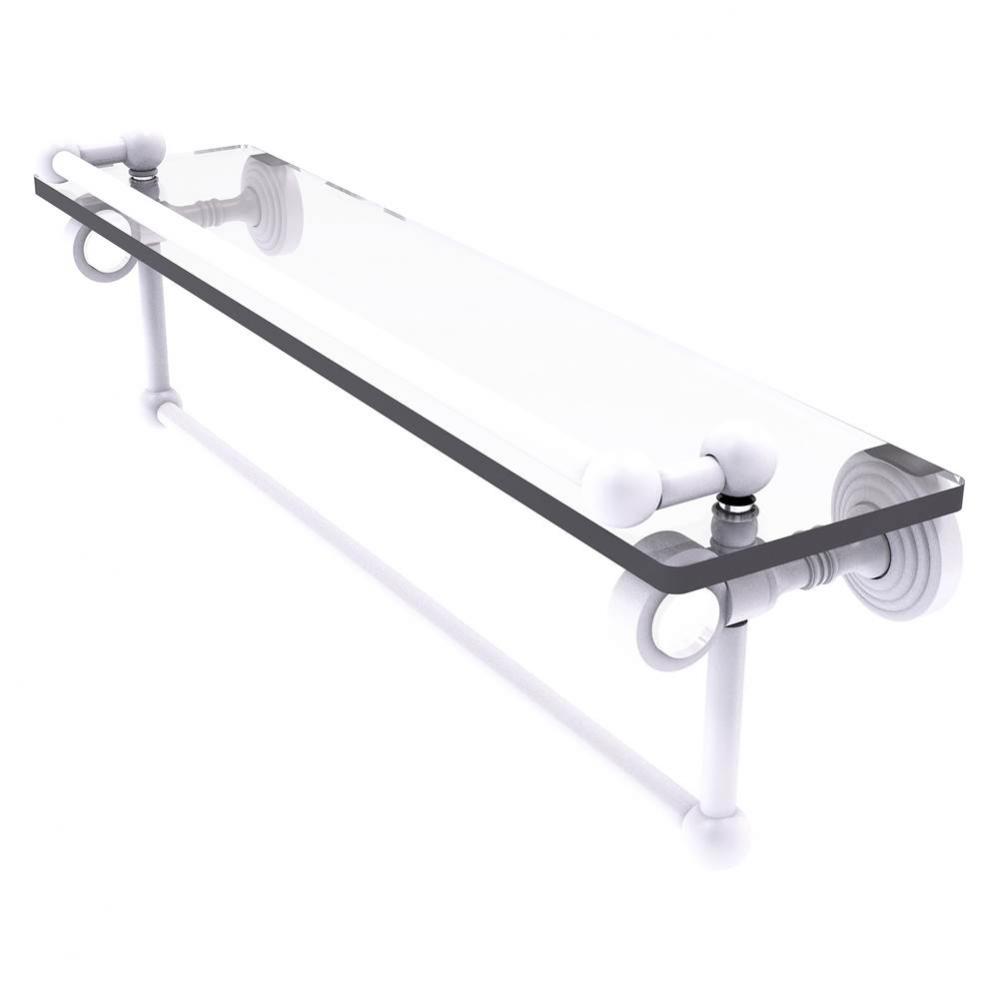 Pacific Grove Collection 22 Inch Glass Shelf with Gallery Rail and Towel Bar - Matte White