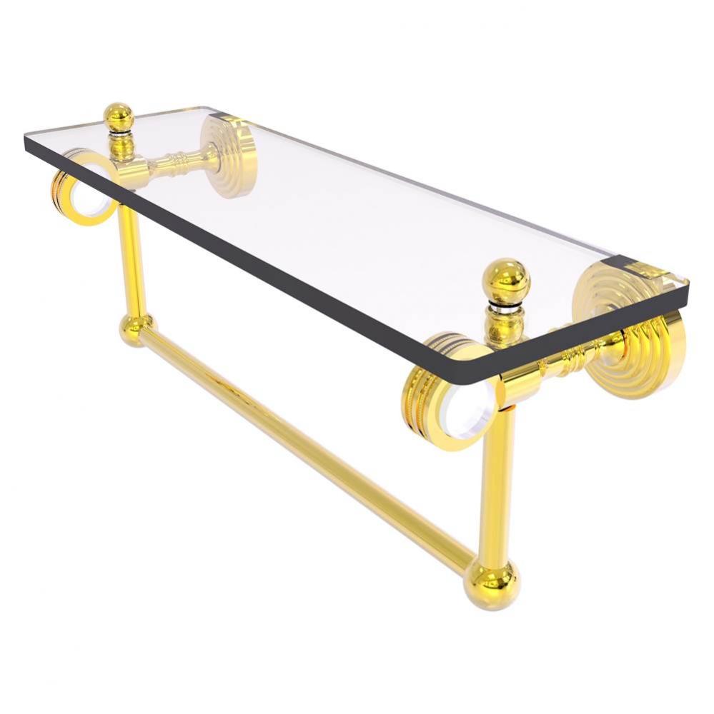 Pacific Grove Collection 16 Inch Glass Shelf with Towel Bar and Dotted Accents - Polished Brass