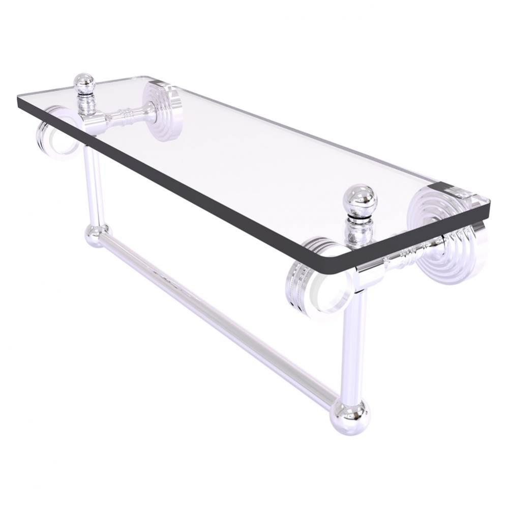 Pacific Grove Collection 16 Inch Glass Shelf with Towel Bar and Dotted Accents - Polished Chrome