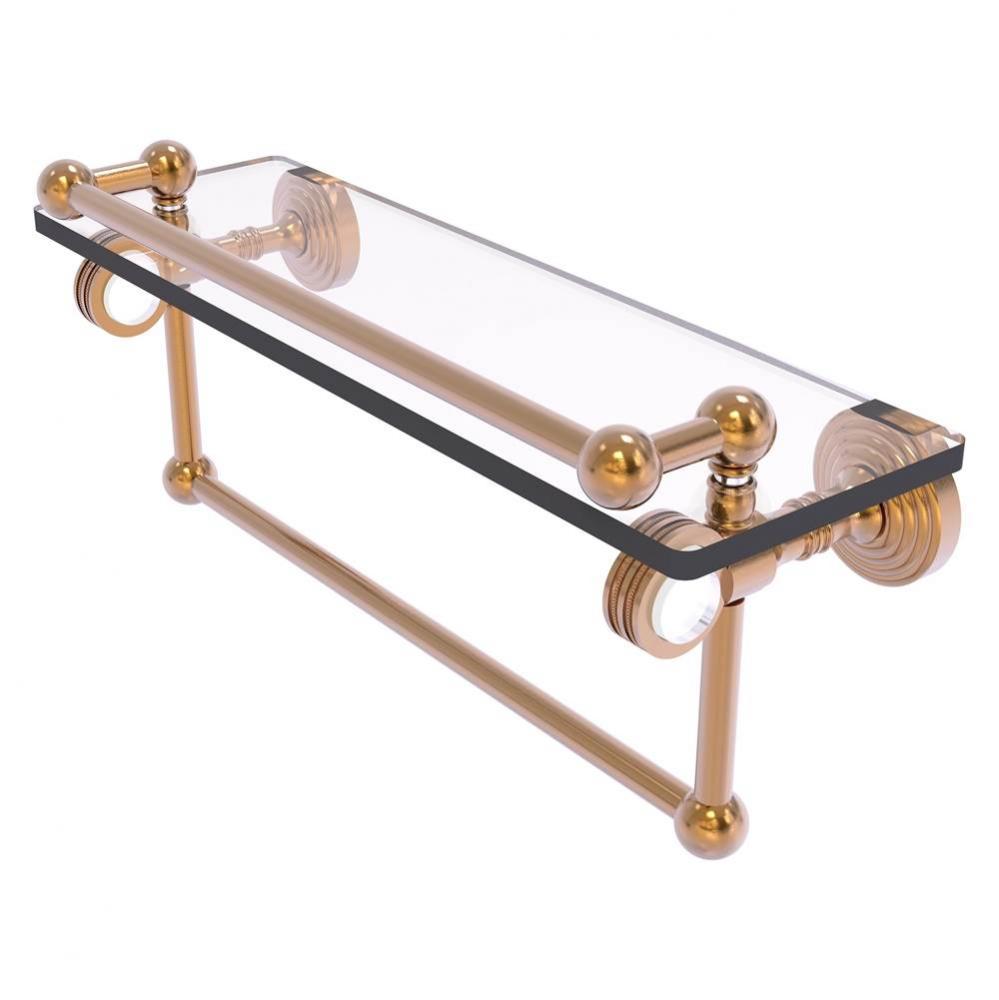 Pacific Grove Collection 16 Inch Gallery Glass Shelf with Towel Bar and Dotted Accents - Brushed B