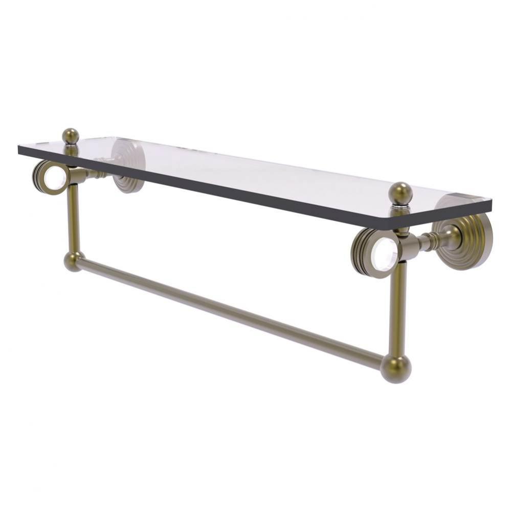 Pacific Grove Collection 22 Inch Glass Shelf with Towel Bar and Dotted Accents - Antique Brass
