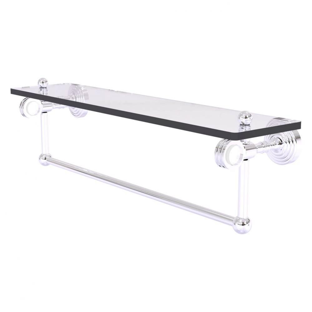 Pacific Grove Collection 22 Inch Glass Shelf with Towel Bar and Dotted Accents - Polished Chrome