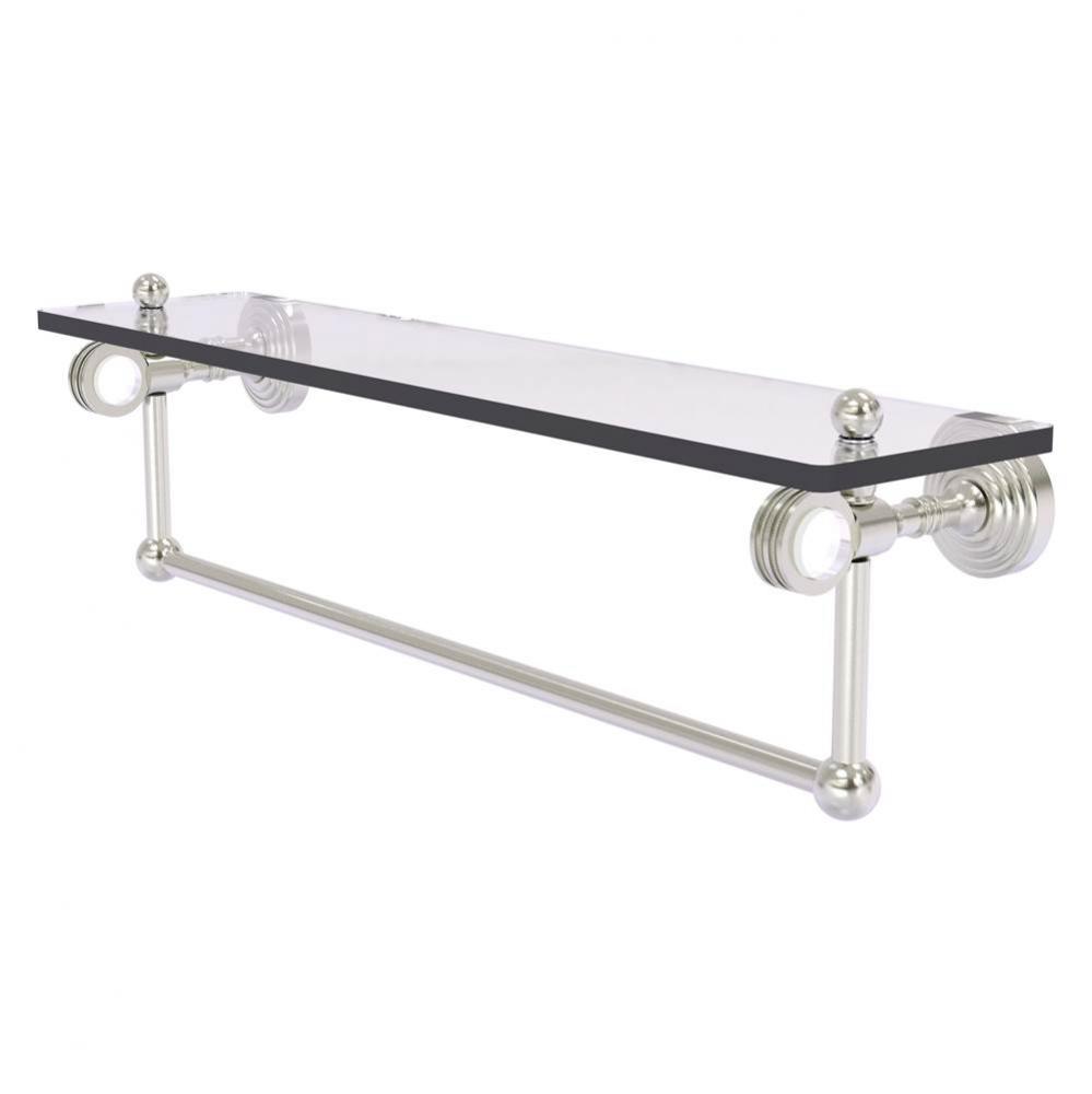 Pacific Grove Collection 22 Inch Glass Shelf with Towel Bar and Dotted Accents - Satin Nickel