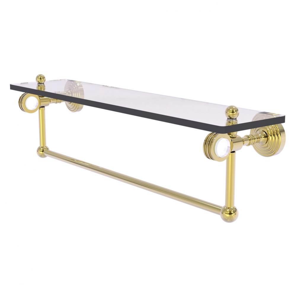 Pacific Grove Collection 22 Inch Glass Shelf with Towel Bar and Dotted Accents - Unlacquered Brass