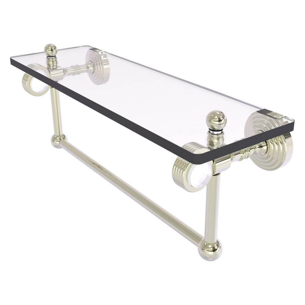 Pacific Grove Collection 16 Inch Glass Shelf with Towel Bar and Grooved Accents - Polished Nickel