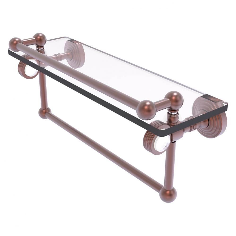 Pacific Grove Collection 16 Inch Gallery Glass Shelf with Towel Bar and Grooved Accents - Antique