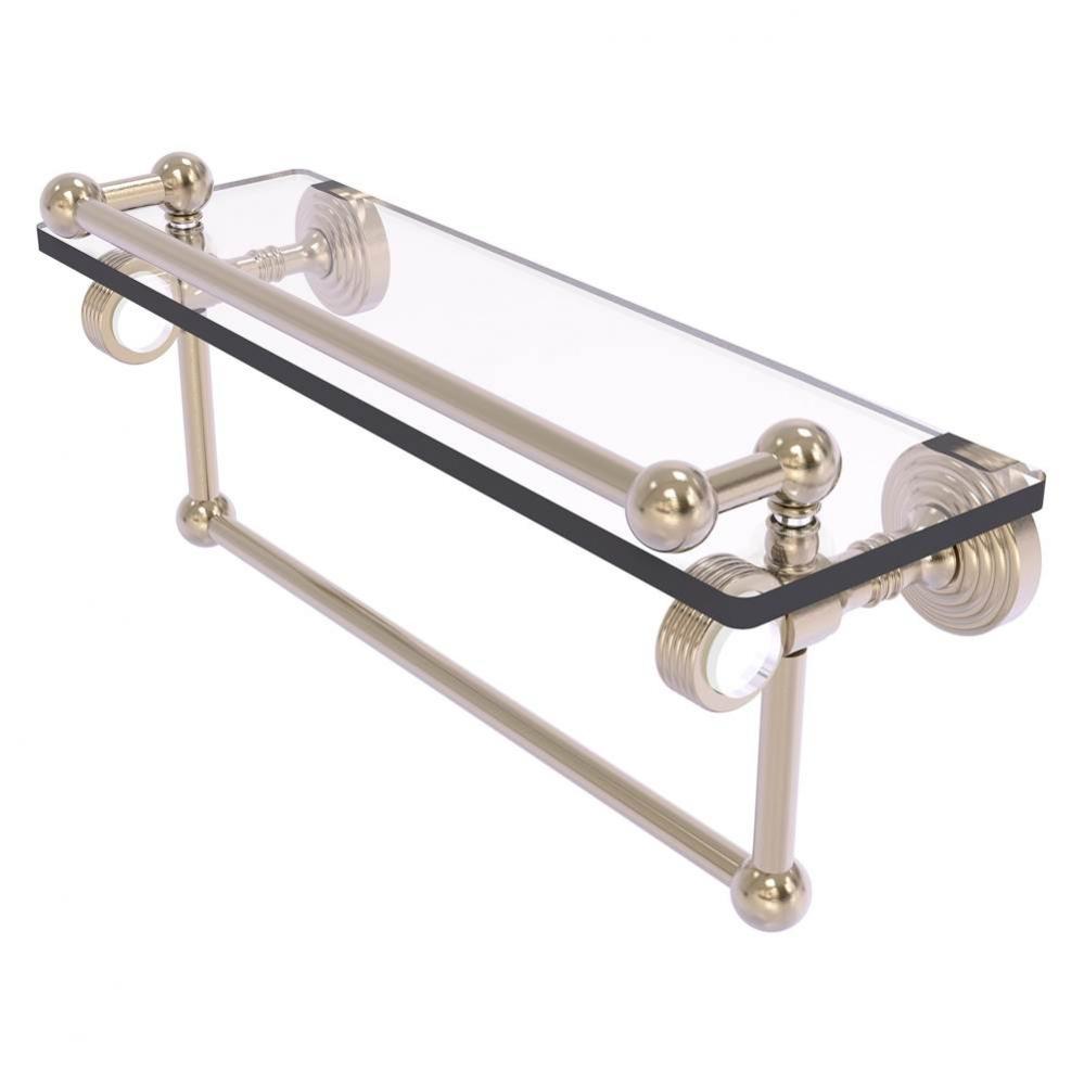Pacific Grove Collection 16 Inch Gallery Glass Shelf with Towel Bar and Grooved Accents - Antique