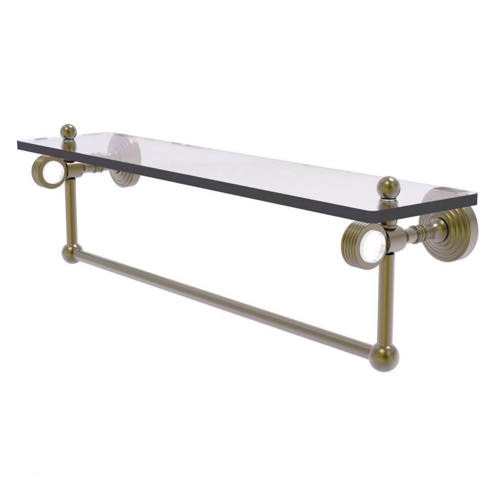 Pacific Grove Collection 22 Inch Glass Shelf with Towel Bar and Grooved Accents - Antique Brass