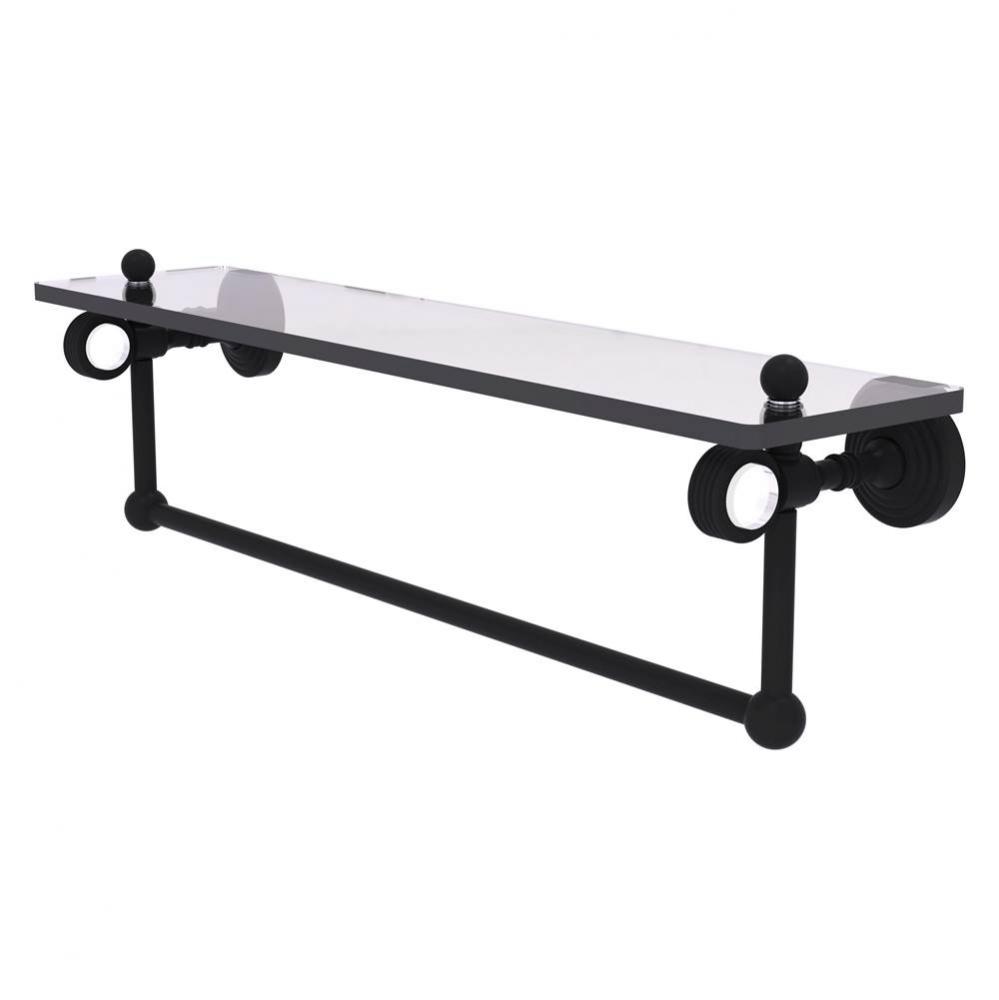 Pacific Grove Collection 22 Inch Glass Shelf with Towel Bar and Grooved Accents - Matte Black
