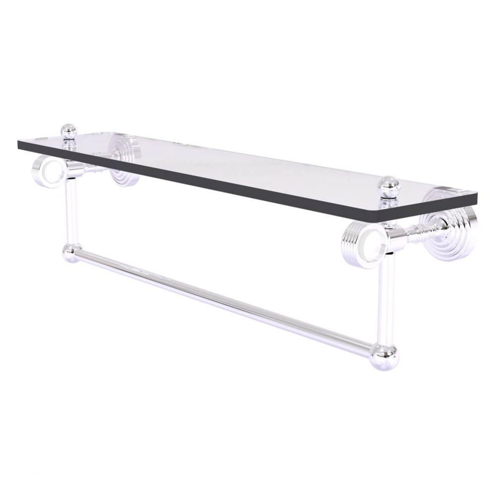 Pacific Grove Collection 22 Inch Glass Shelf with Towel Bar and Grooved Accents - Polished Chrome