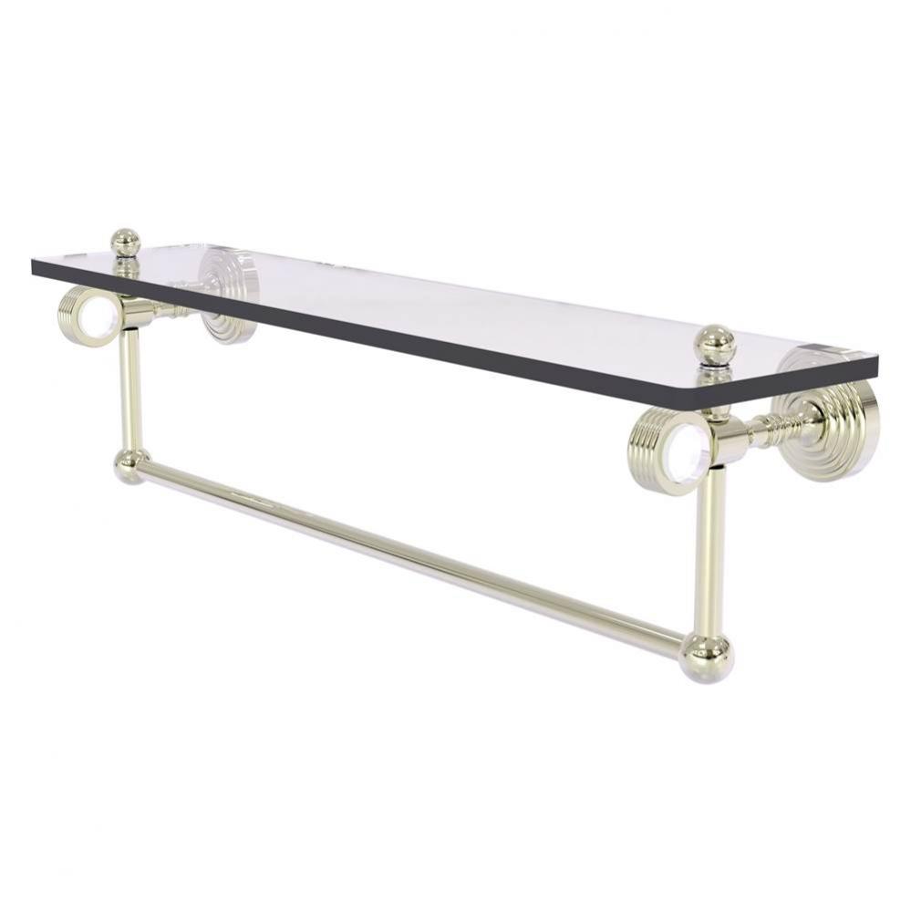 Pacific Grove Collection 22 Inch Glass Shelf with Towel Bar and Grooved Accents - Polished Nickel