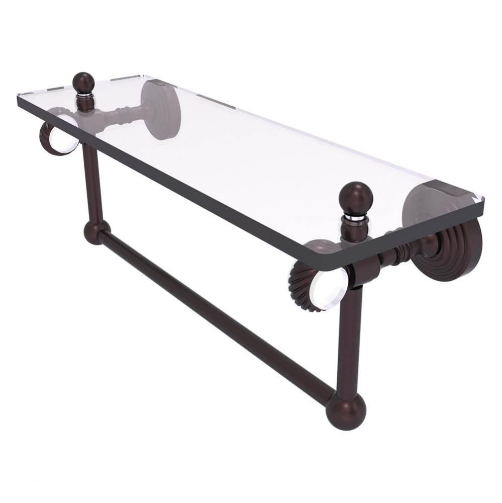 Pacific Grove Collection 16 Inch Glass Shelf with Towel Bar and Twisted Accents - Antique Bronze