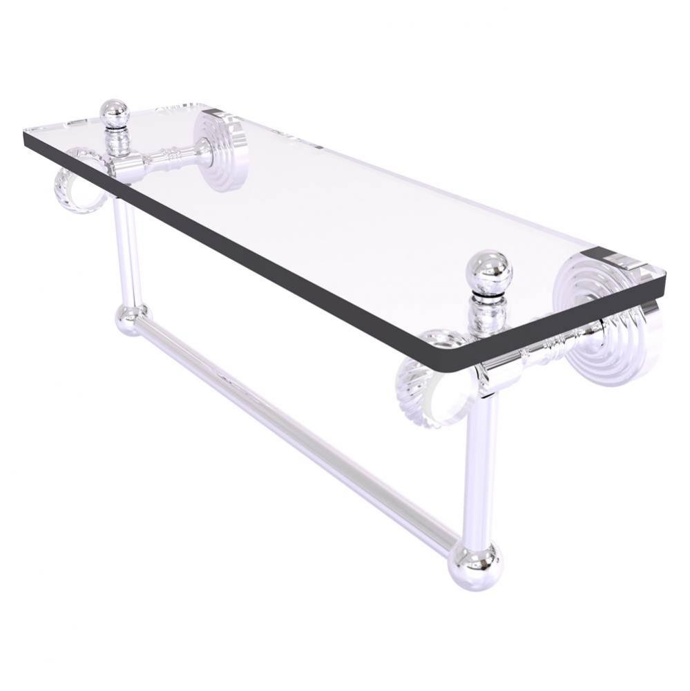 Pacific Grove Collection 16 Inch Glass Shelf with Towel Bar and Twisted Accents - Polished Chrome