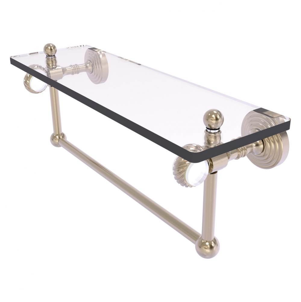 Pacific Grove Collection 16 Inch Glass Shelf with Towel Bar and Twisted Accents - Antique Pewter