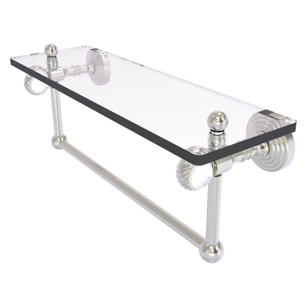 Pacific Grove Collection 16 Inch Glass Shelf with Towel Bar and Twisted Accents - Satin Nickel