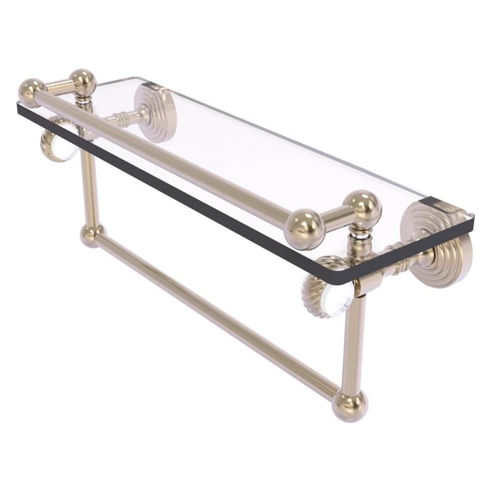 Pacific Grove Collection 16 Inch Gallery Glass Shelf with Towel Bar and Twisted Accents - Antique