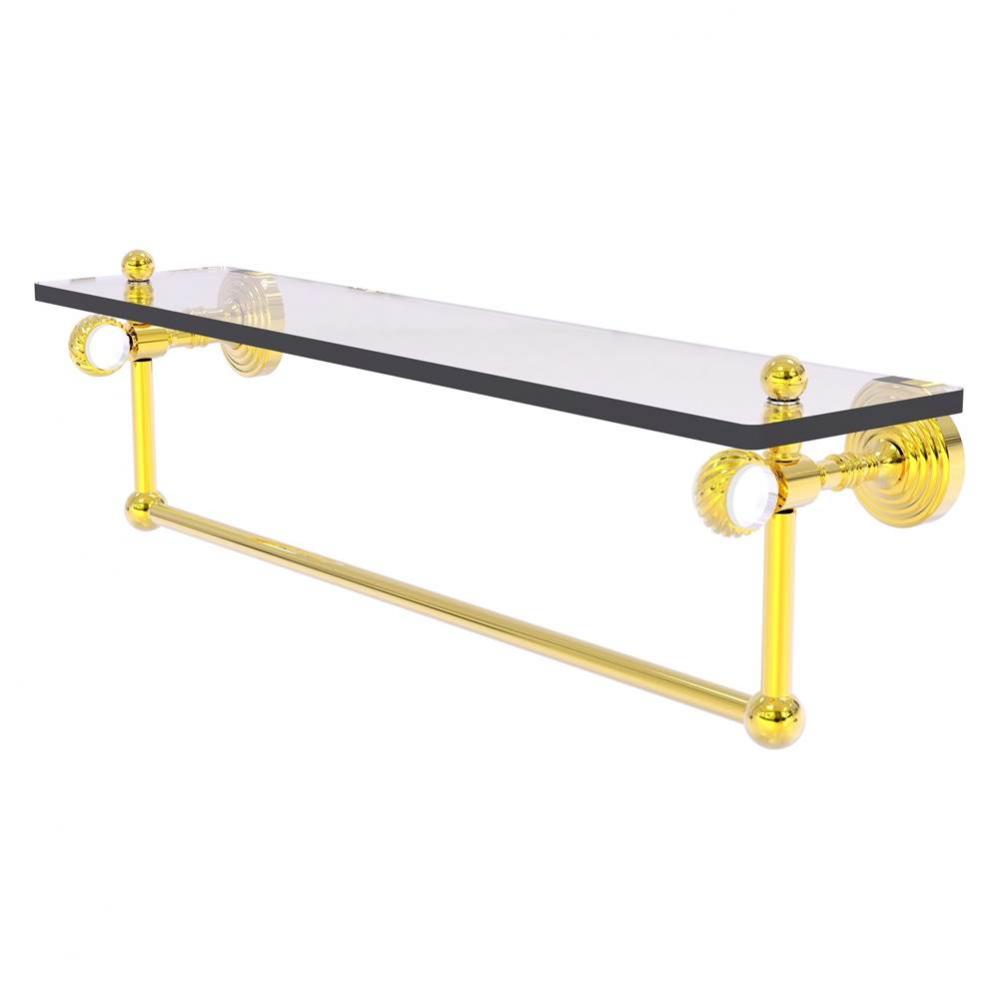Pacific Grove Collection 22 Inch Glass Shelf with Towel Bar and Twisted Accents - Polished Brass
