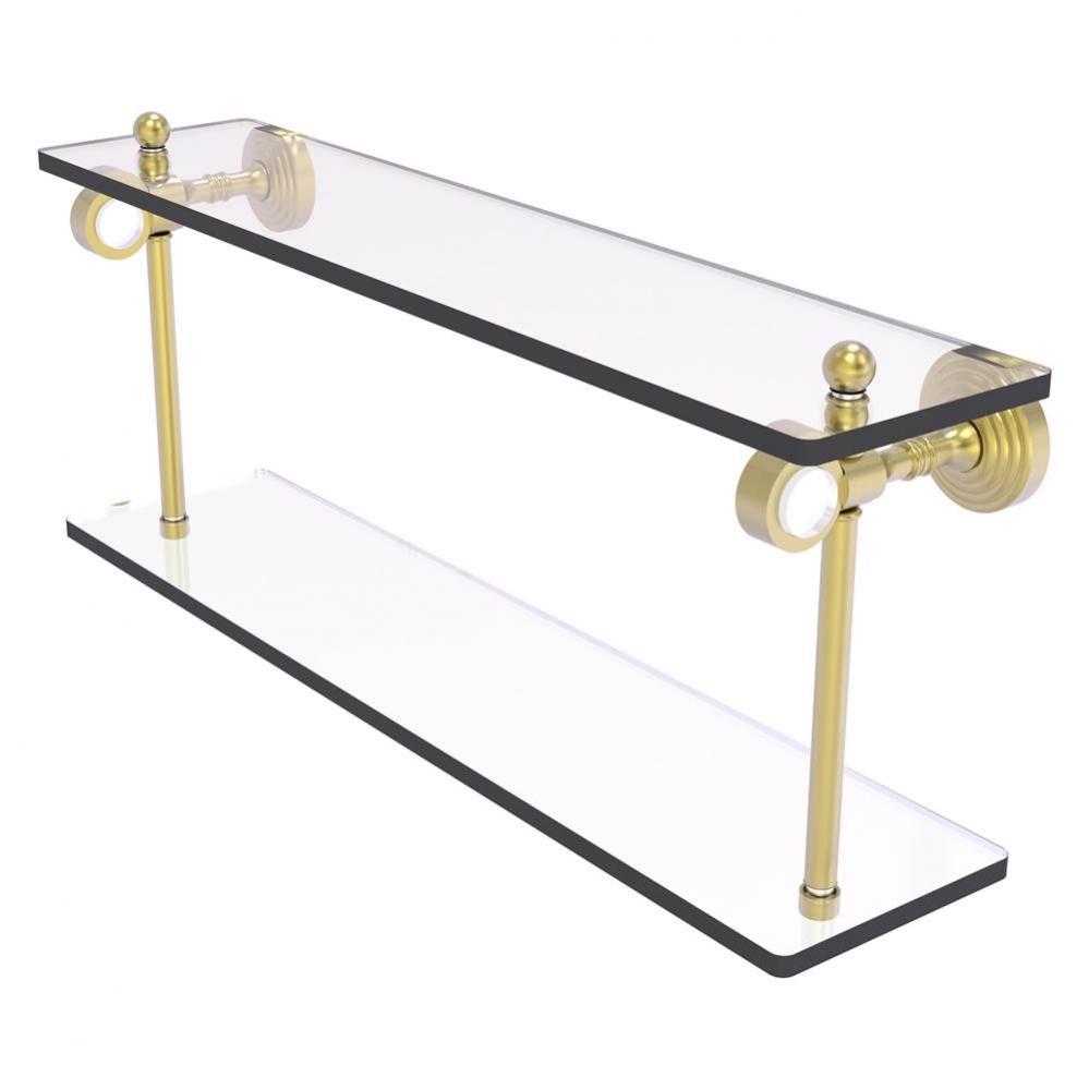 Pacific Grove Collection 22 Inch Two Tiered Glass Shelf - Satin Brass