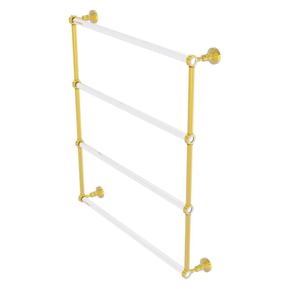 Pacific Grove Collection 4 Tier 30 Inch Ladder Towel Bar with Grooved Accents - Polished Brass