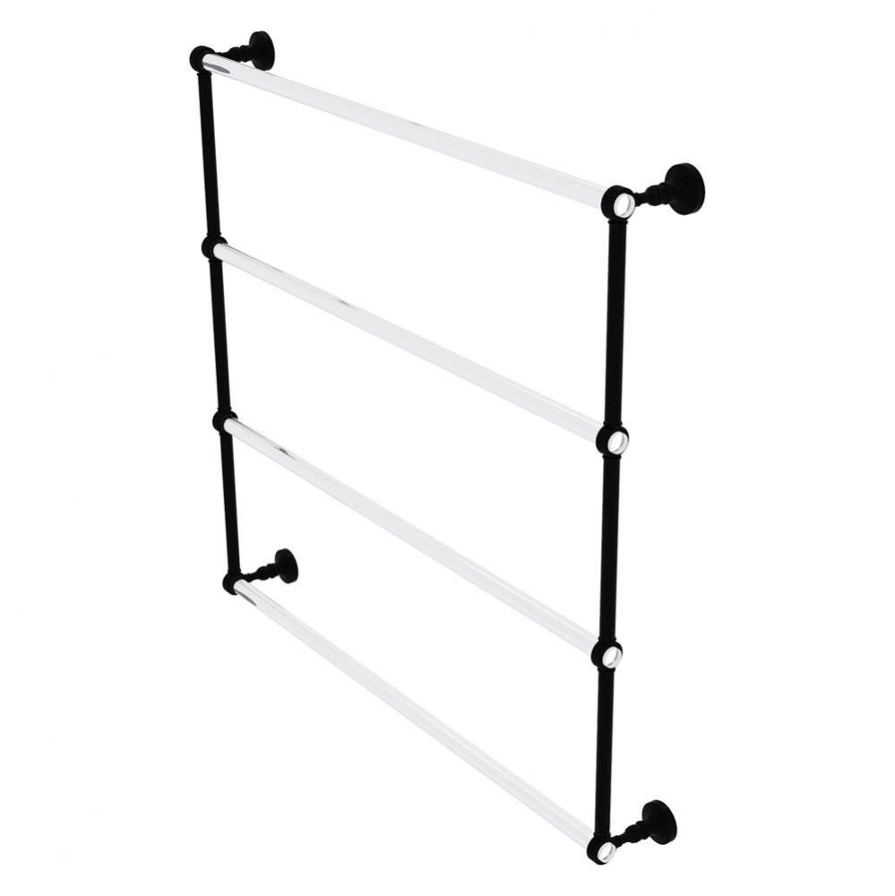 Pacific Grove Collection 4 Tier 36 Inch Ladder Towel Bar with Grooved Accents - Matte Black