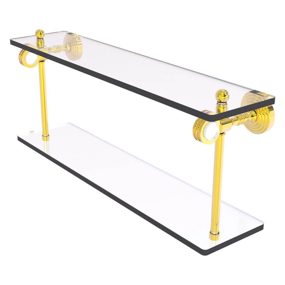 Pacific Grove Collection 22 Inch Two Tiered Glass Shelf with Dotted Accents - Polished Brass