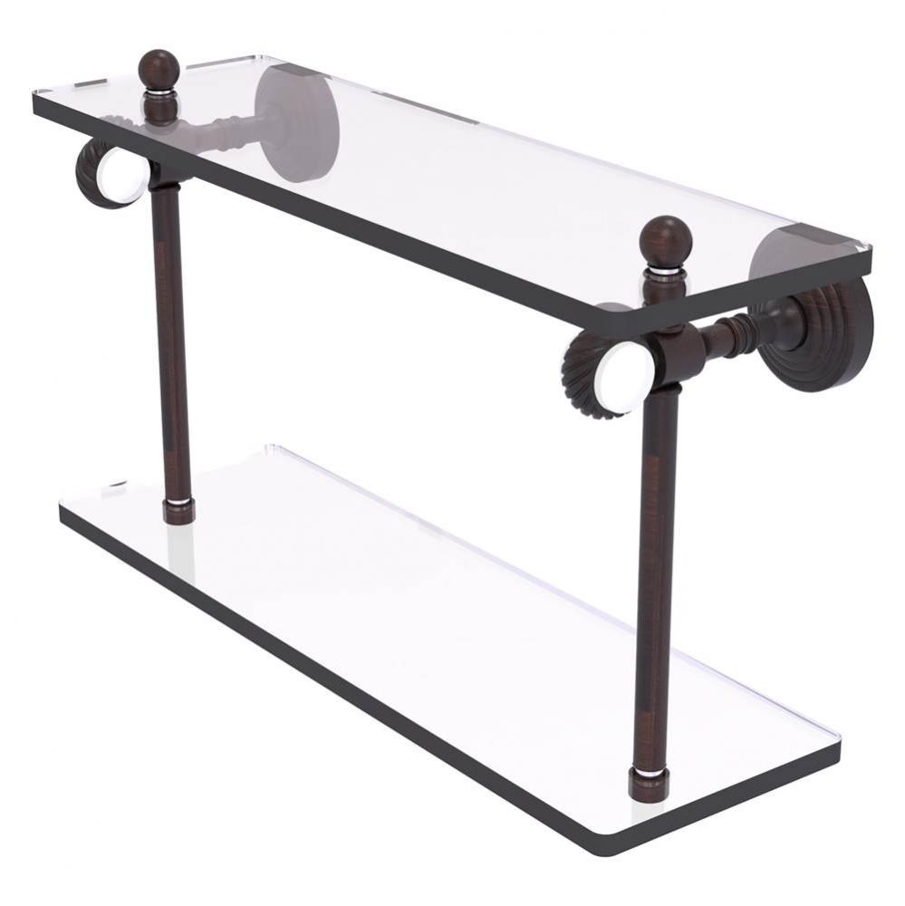 Pacific Grove Collection 16 Inch Two Tiered Glass Shelf with Twisted Accents - Venetian Bronze