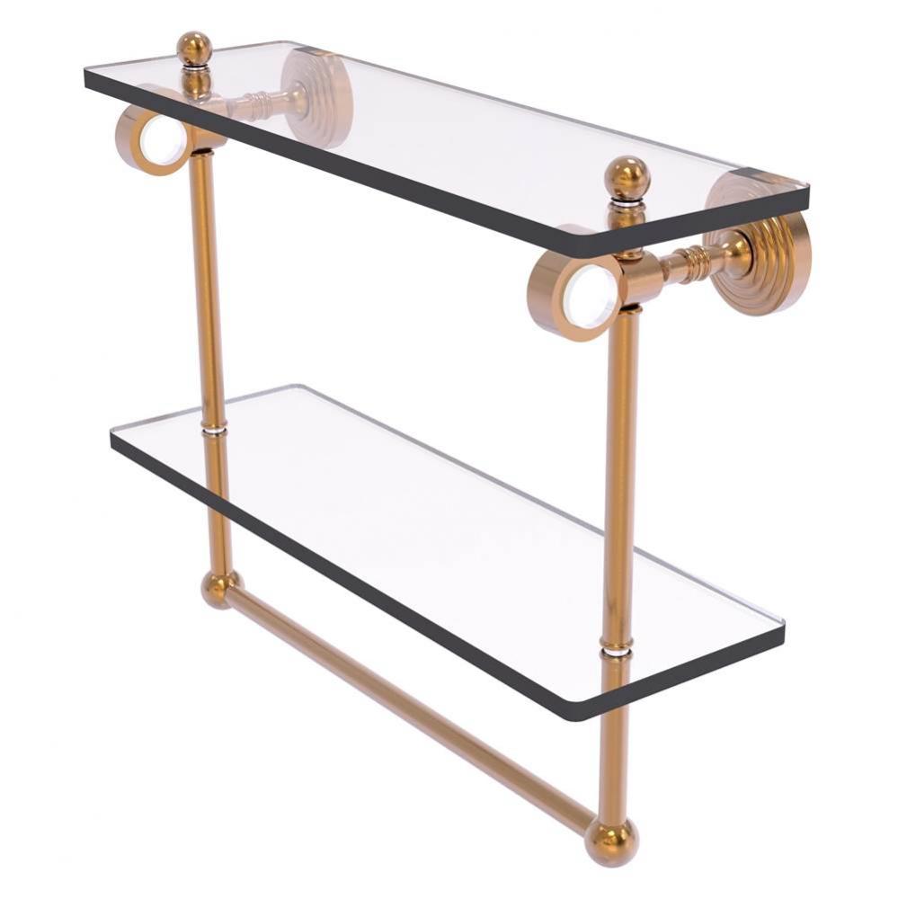 Pacific Grove Collection 16 Inch Double Glass Shelf with Towel Bar - Brushed Bronze