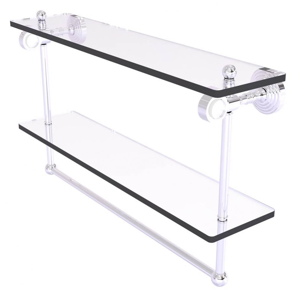 Pacific Grove Collection 22 Inch Double Glass Shelf with Towel Bar - Polished Chrome
