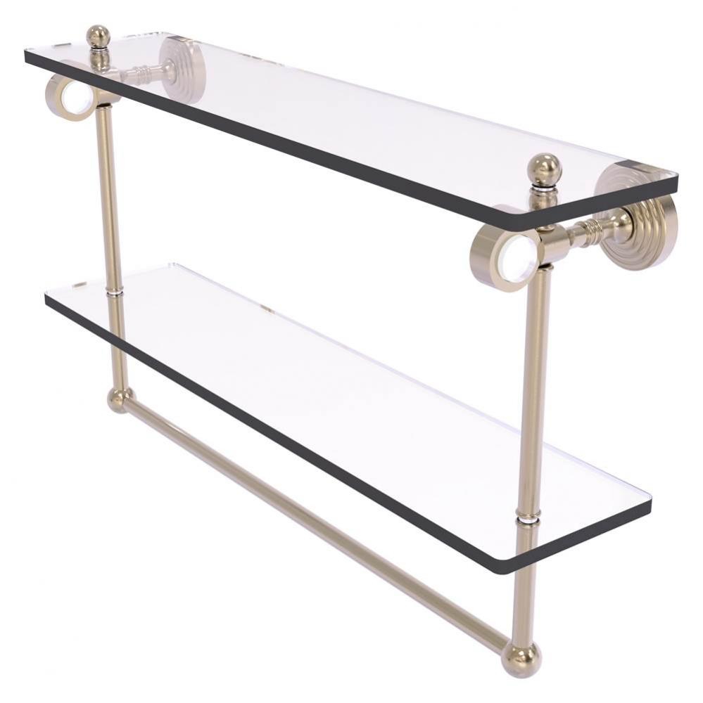 Pacific Grove Collection 22 Inch Double Glass Shelf with Towel Bar - Antique Pewter