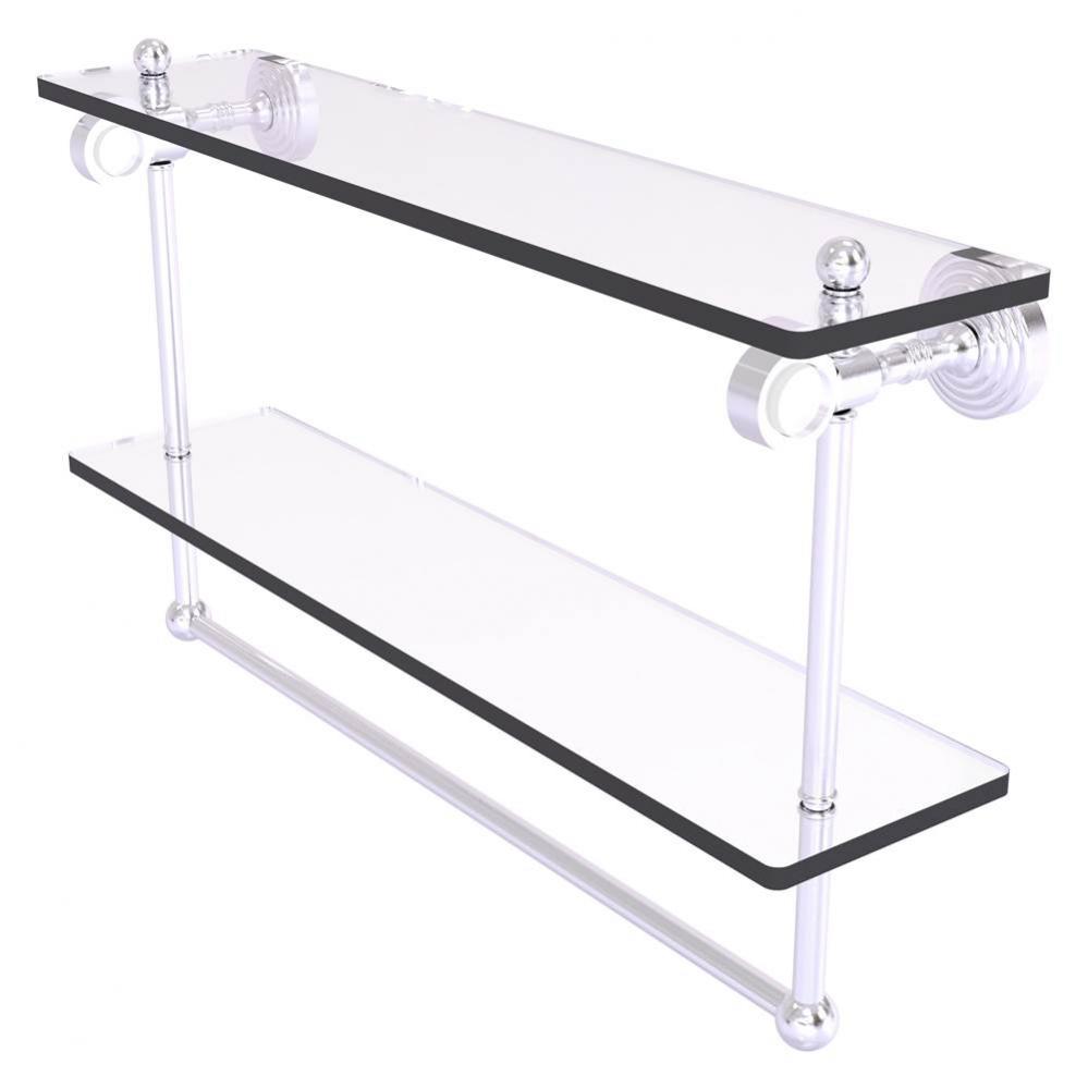 Pacific Grove Collection 22 Inch Double Glass Shelf with Towel Bar - Satin Chrome