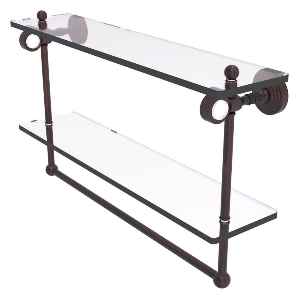 Pacific Grove Collection 22 Inch Double Glass Shelf with Towel Bar - Venetian Bronze