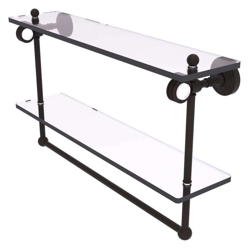 Pacific Grove Collection 22 Inch Double Glass Shelf with Towel Bar and Dotted Accents - Oil Rubbed