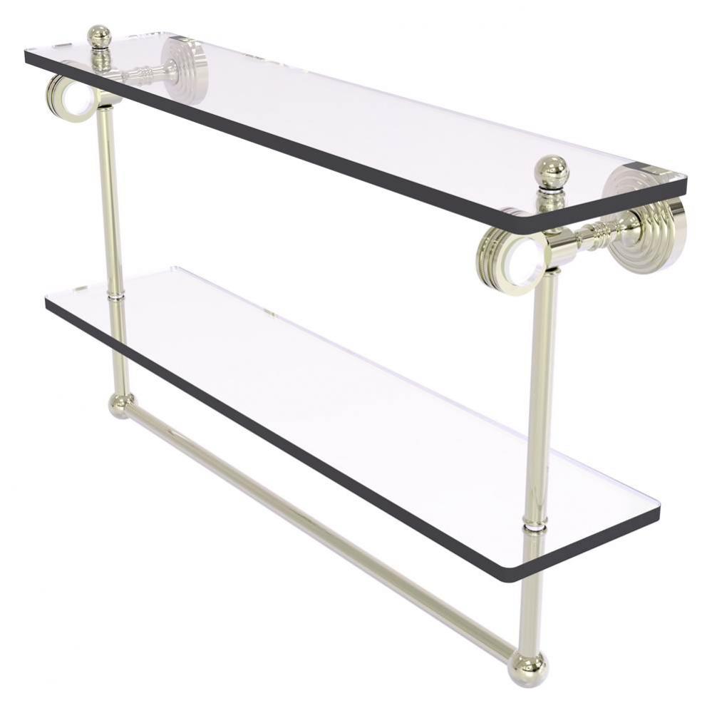 Pacific Grove Collection 22 Inch Double Glass Shelf with Towel Bar and Dotted Accents - Polished N